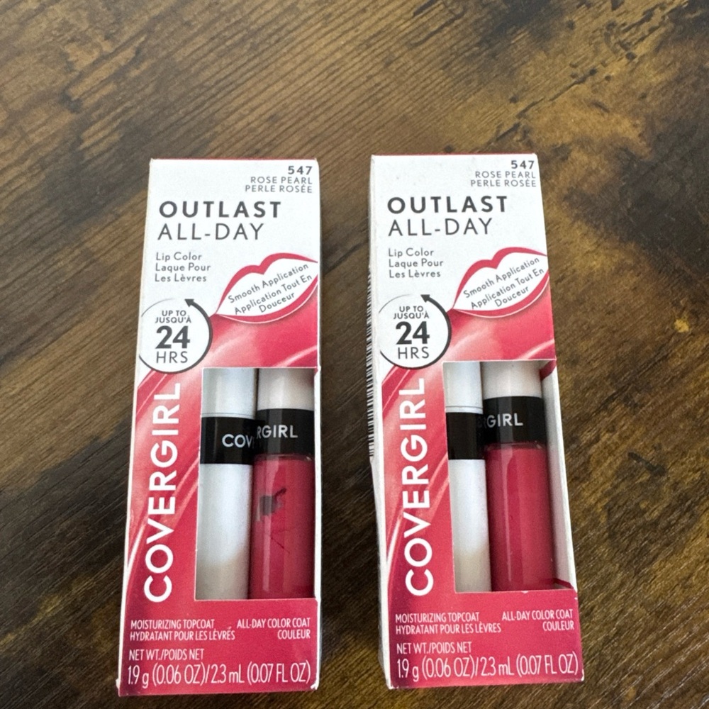 2 Pack New Covergirl Outlast All-Day  24 Hours Lip Color #547 Rose Pearl Sealed